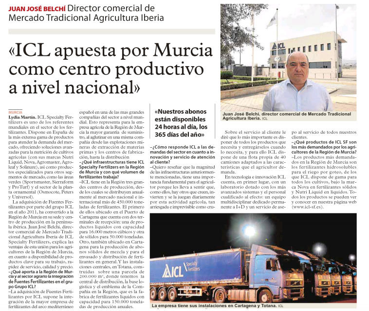 Entrevista en La Verdad de Murcia a Juan José Belchí, de ICL.